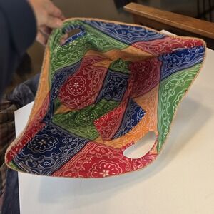 Straw Oversized Beach Tote Bag with Multicolored Bandana Lining‎